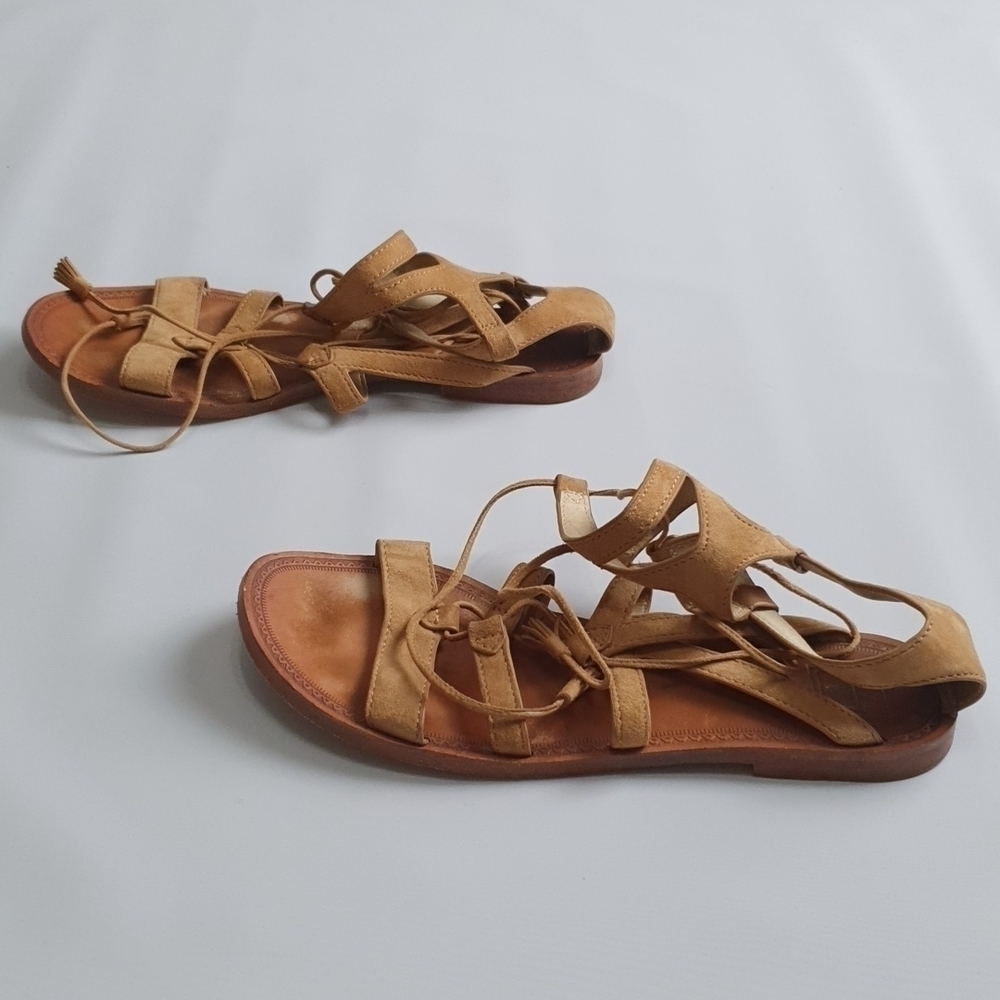 Frye Ruth Suede Short Gladiator  Tan Sandals - Picture 10 of 11
